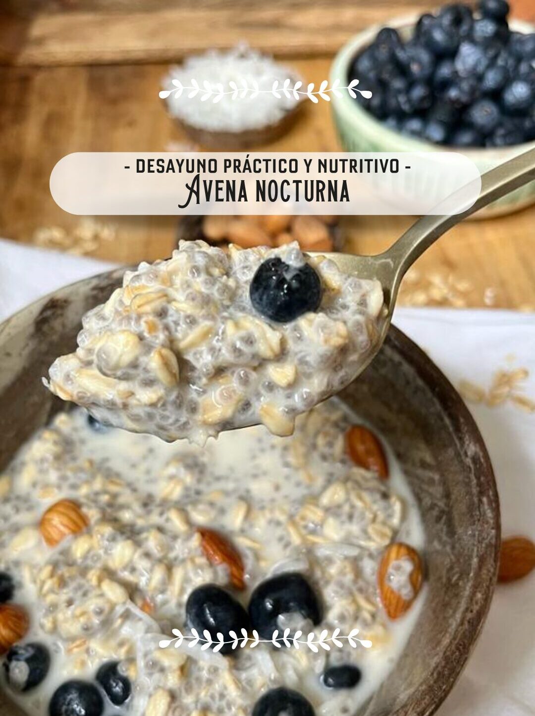 Avena nocturna con chia y leche de almendras