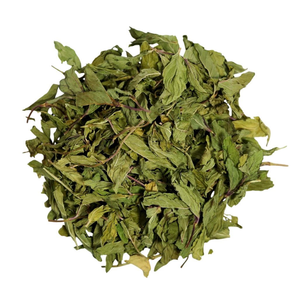 Hojas de hierba buena secas